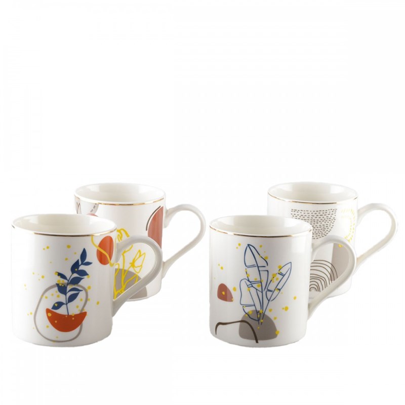 Mugs art déco 390ml - lot de 4