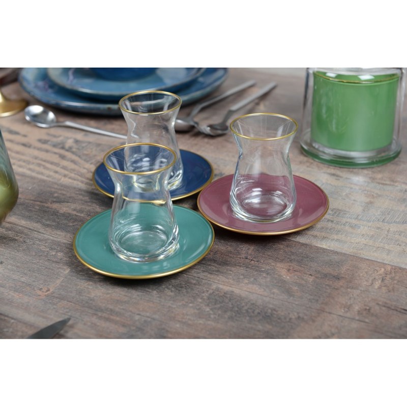 Aulica - Lot de 6 tasses a the et sous tasses ele