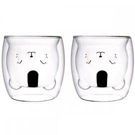 Tasses double paroi ourson 250ml - lot de 2