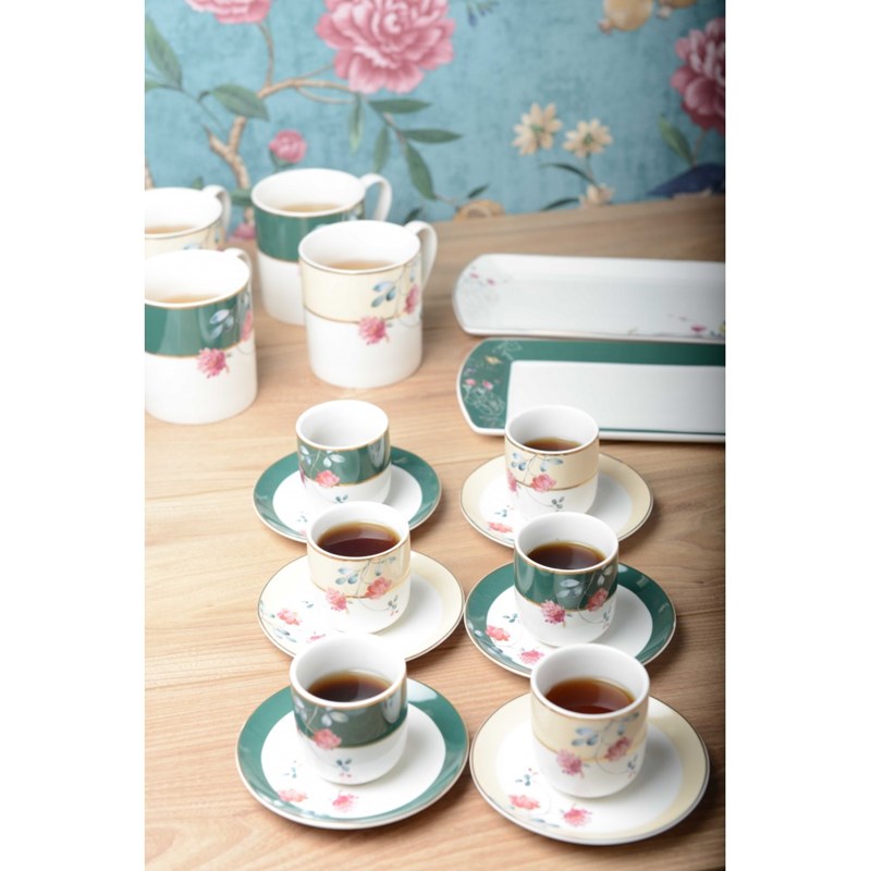 Aulica - Set de 6 tasses a cafe floral