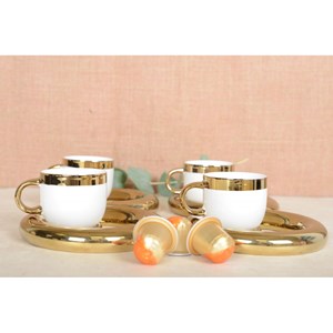 Tasses a cafe cercle dore - lot de 4