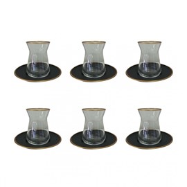 Tasses à thé noir et or - lot de 6