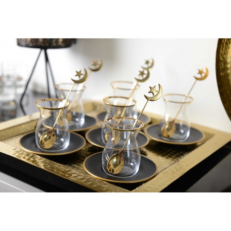 Aulica - Lot de 6 tasses a the noir & or