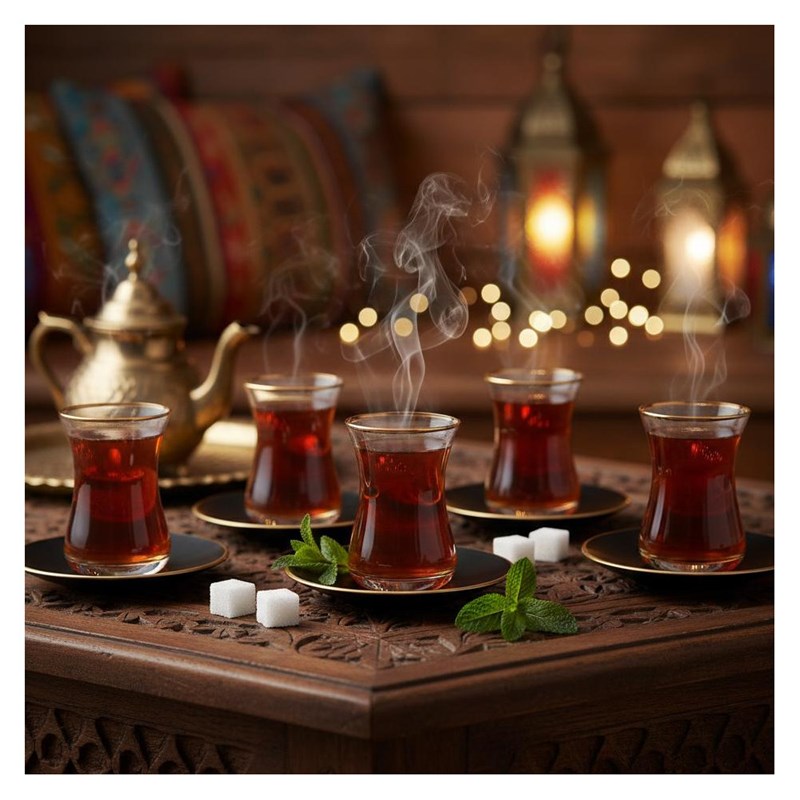 Aulica - Tasses à thé noir et or - lot de 6