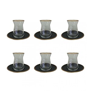 Tasses à thé noir et or - lot de 6