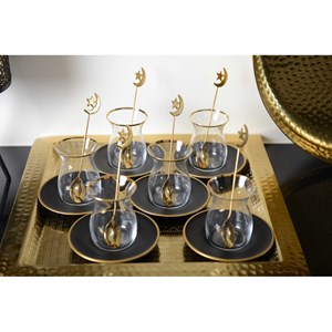 Tasses à thé noir et or - lot de 6