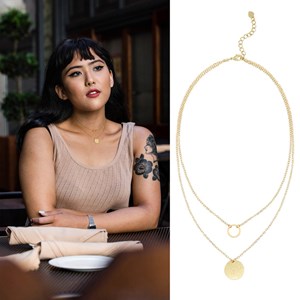 Collier double chaine et pièce or