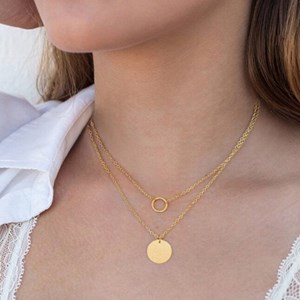 Collier double chaine et pièce or