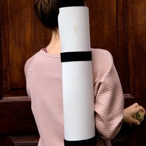 Tapis yoga antidérapant, blanc + sangle