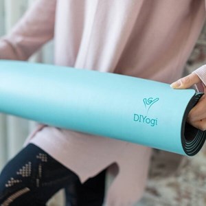 Tapis yoga antidérapant, bleu + sangle