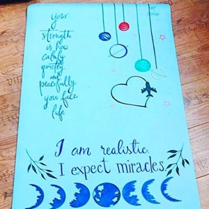 Tapis yoga antidérapant, bleu + sangle