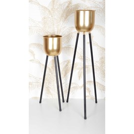 Support plantes avec vase dore h.62.5cm