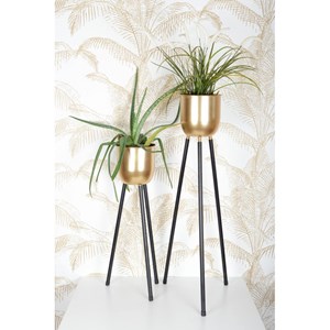 Support plantes avec vase dore h.62.5cm