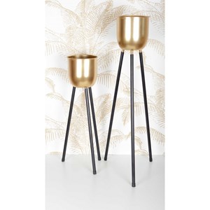 Support plantes avec vase dore h.62.5cm