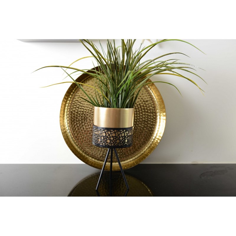 Support plantes métal avec vase doré h.34cm