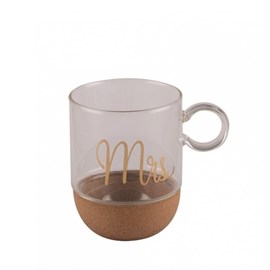 Mug en verre fond liège &nbsp;mrs&nbsp;