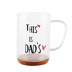 Mug en verre fond liège inscription dad