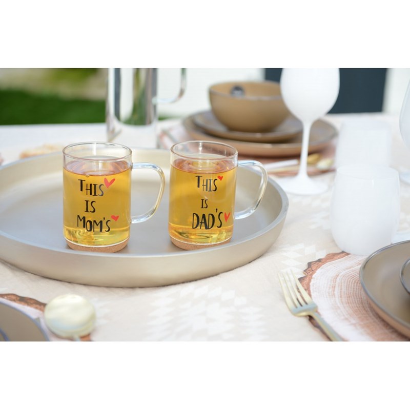 Mug en verre fond liège inscription dad