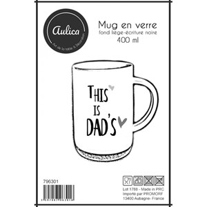 Mug en verre fond liège inscription dad