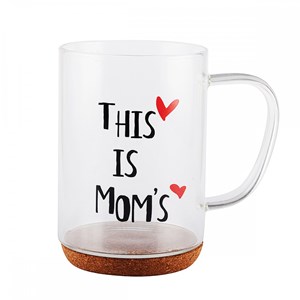 Mug en verre fond liège inscription mom