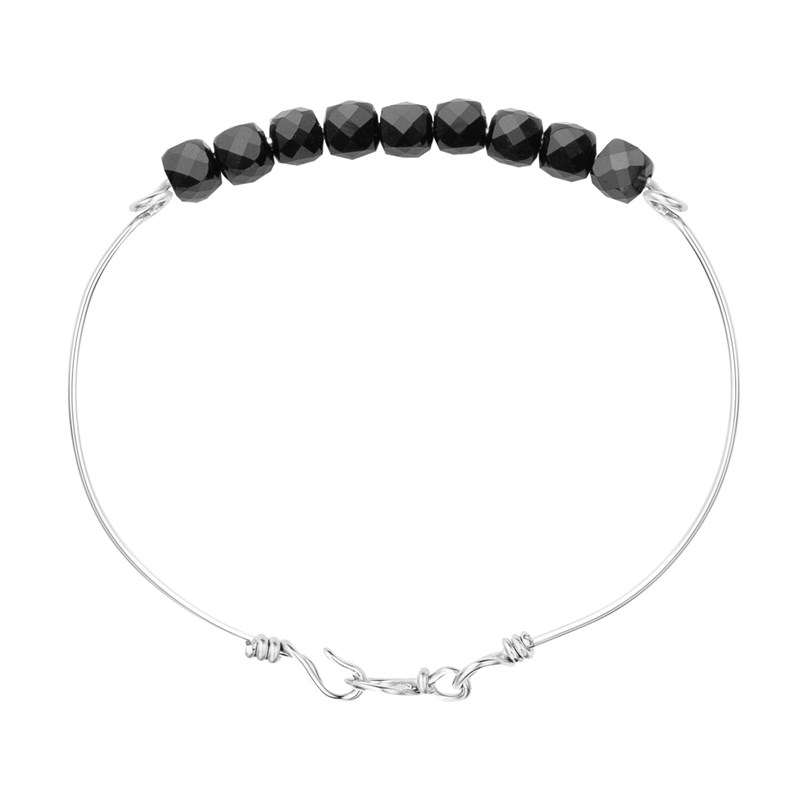 Bracelet spinelle noir & argent (xs)