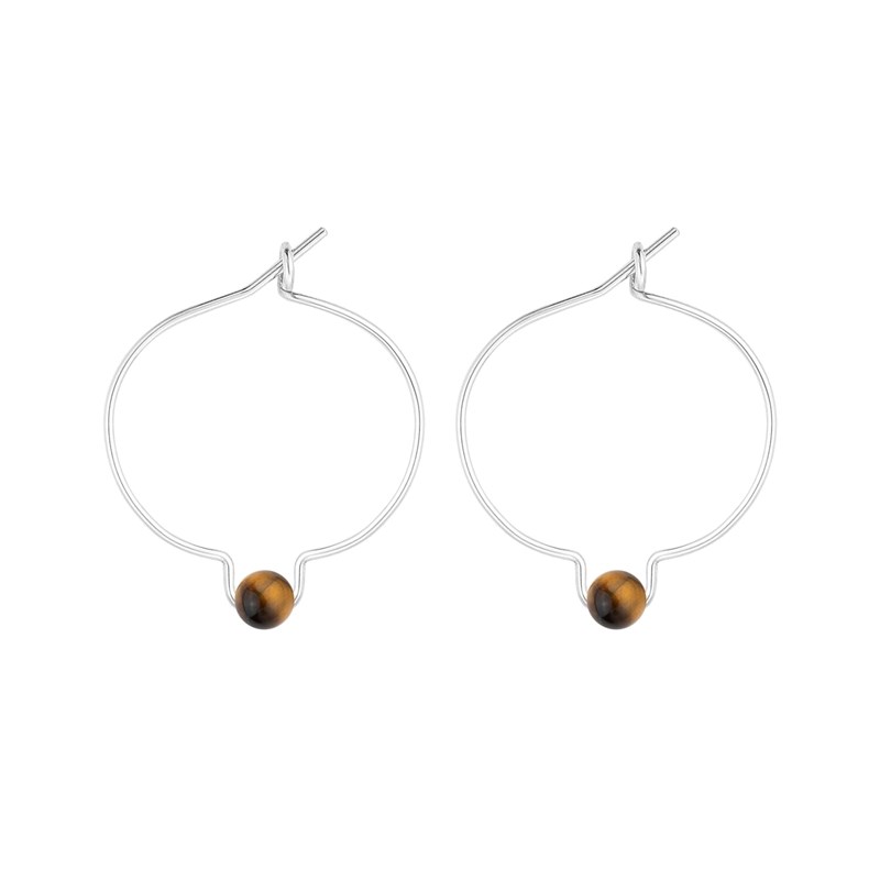Boucles d'oreilles œil-de-tigre & arg