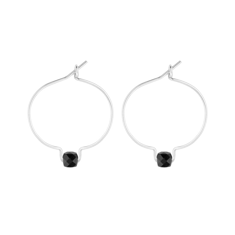 Maison Mutel - Boucles d'oreilles spinelle noir & arg