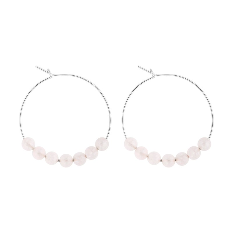 Maison Mutel - Petites créoles quartz rose & argent