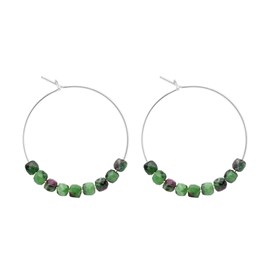 Petites créoles rubis zoïsite & argent