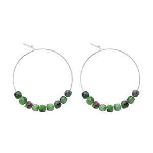 Petites créoles rubis zoïsite & argent