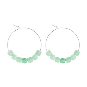 Petites créoles aventurine & argent