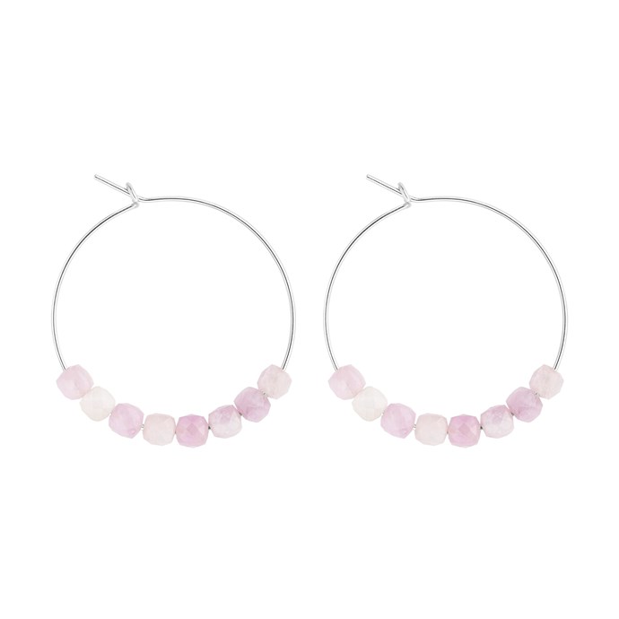 Boucles D'oreilles Fait Main Argent 925 - Pierre Kunzite Rose (créée En Laboratoire) - Modèle Goutte