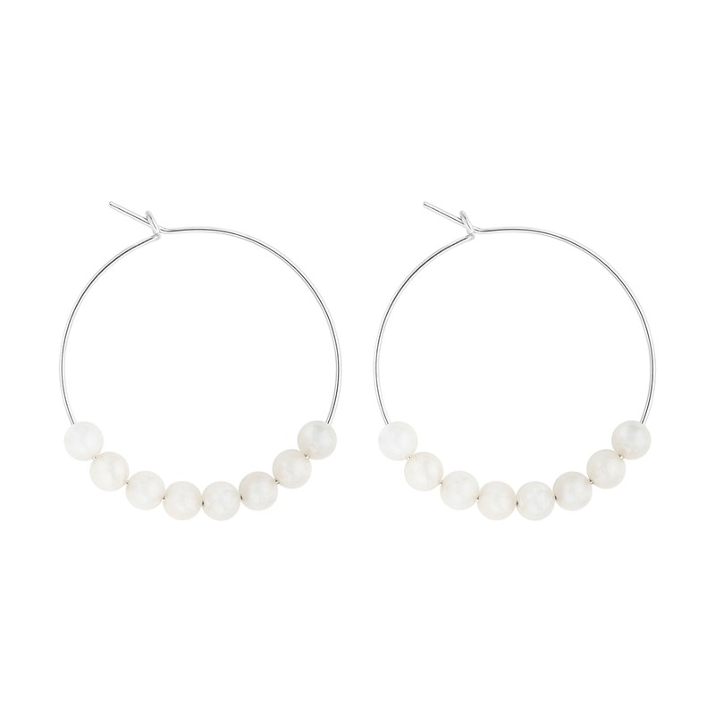 Petites créoles pierre de lune & argent