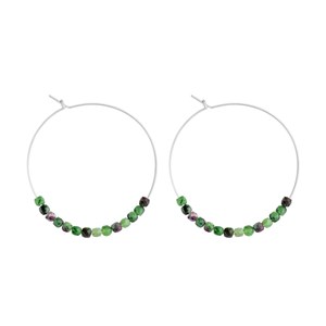 Grandes créoles rubis zoïsite & argent