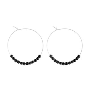 Grandes créoles spinelle noir & argent