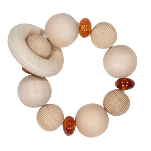 Goki - Hochet en bois et ambre