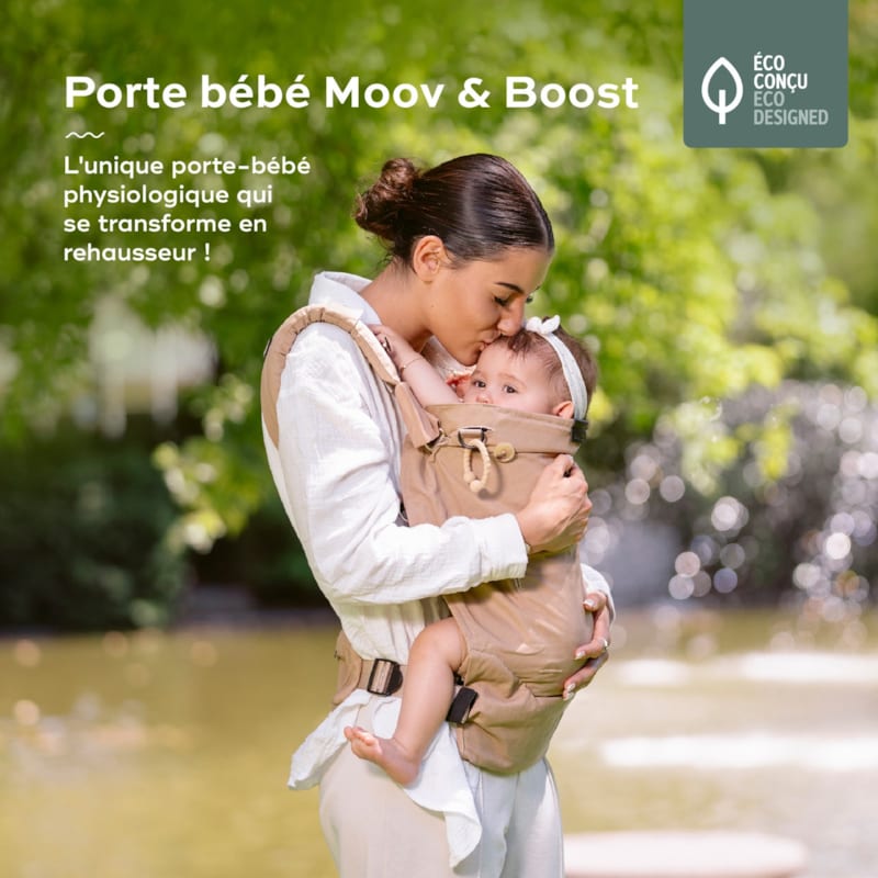 Porte-bébé évolutif moov & boost beige (Babymoov) - Image 1