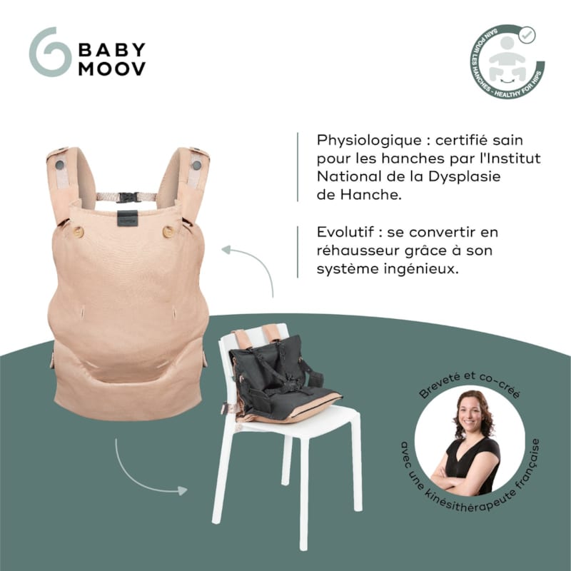 Porte-bébé évolutif moov & boost beige (Babymoov) - Image 2