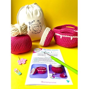 Kit de crochet  corbeilles roses