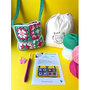 Kit de crochet mon sac granny rose&vert