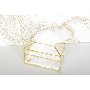 Boîte à mouchoirs carrée transparente bord dorés