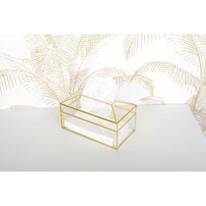 Boîte à mouchoirs rectangle en verre bords dorés