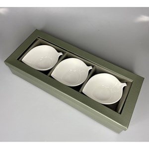 Set de 3 coupelles apéritif avec plateau décor feuille