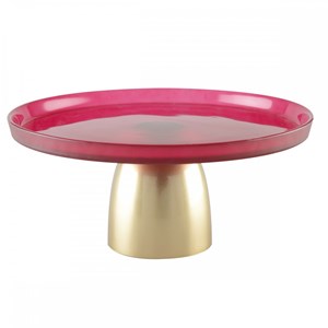 Plat à gâteaux framboise sur pied dore 28cm