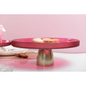 Plat à gâteaux framboise sur pied dore 28cm