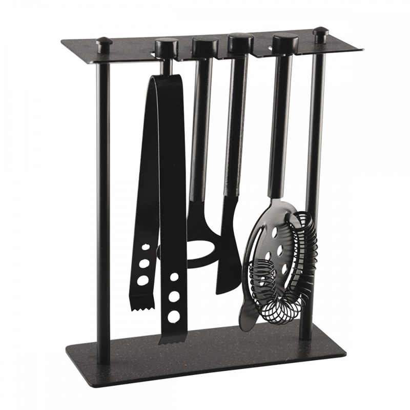 Outils de bar sur support 5 pièces coloris noir