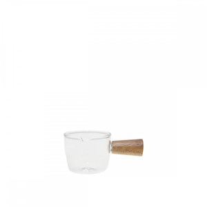 Mini casserolette en verre avec manche en bois