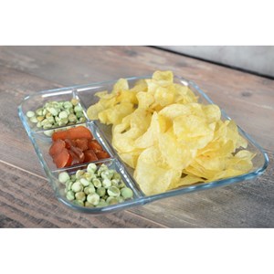 Plat 4 compartiments carré en verre