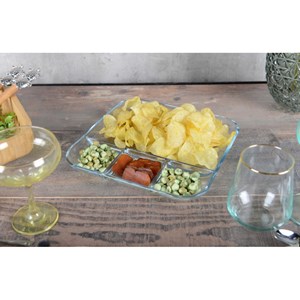 Plat 4 compartiments carré en verre