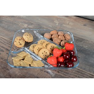 Plat 5 compartiments carré en verre